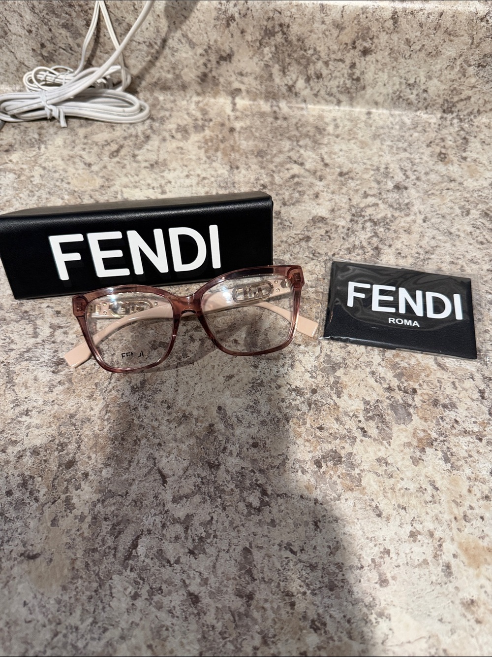 Fendi Pink Transparent Square Optical Frames